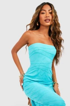 Strukturiertes Bandeau-Maxikleid Mit Naht-Detail -Günstiges Mode Takt Geschäft gzz55497 aqua xl 3