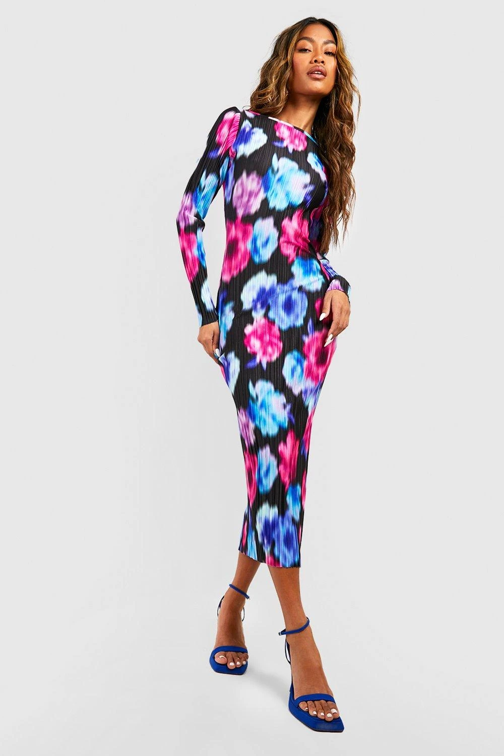 Florales Plissee-Midikleid 1 Florales Plissee-Midikleid