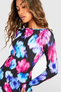 Florales Plissee-Midikleid 7 Florales Plissee-Midikleid -Günstiges Mode Takt Geschäft gzz55885 black xl 3