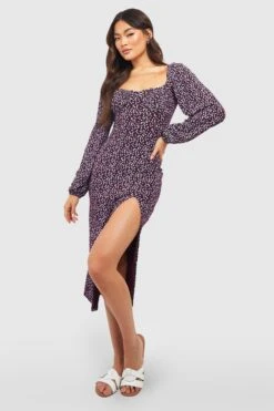 Günstiges Mode Takt Geschäft 32 Milkmaid Midikleid Mit Geraffter Brust