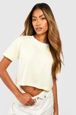 Kurzes Ringer T-Shirt -Günstiges Mode Takt Geschäft gzz57763 lemon xl 3