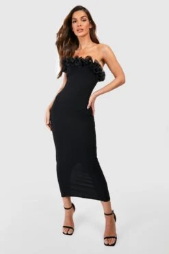 Bandeau-Maxikleid Mit Rosen-Detail -Günstiges Mode Takt Geschäft gzz57978 black xl 2